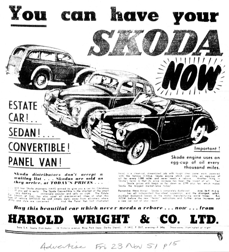 Skoda 1951 Advert