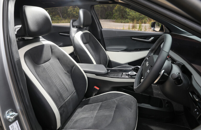 Wheels Reviews 2022 Kia EV 6 GT Line AWD Australia Interior Front Seats C Brunelli
