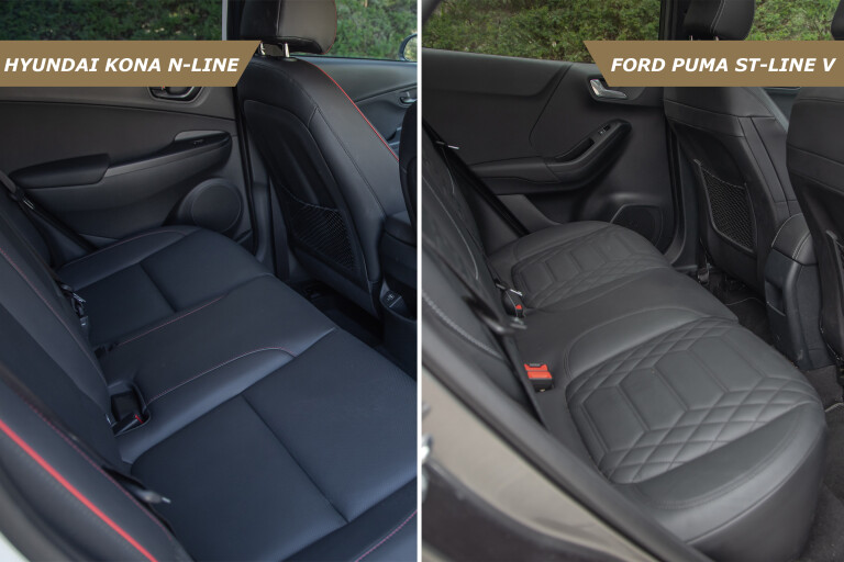 Wheels Reviews 2021 Hyundai Kona N Line Vs Ford Puma ST Line V Comparison Interior Rear Seat Legroom