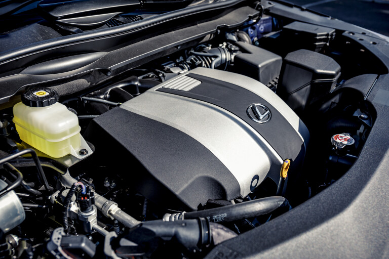 Wheels Reviews 2022 Lexus RX 350 L Sports Luxury Deep Blue Australia Engine Bay E Dewar