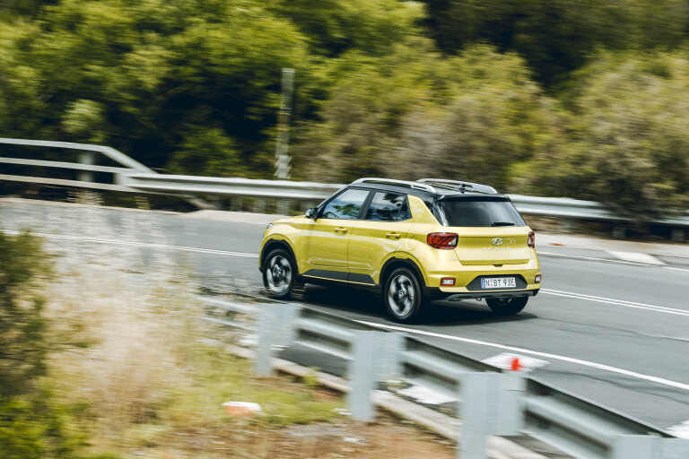 Wheels Reviews 2020 Hyundai Venue Elite Acid Yellow Australia Dynamic Cornering Rear Top 3 A Brook