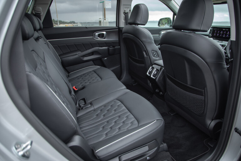 Wheels Reviews 2022 Kia Sorento GT Line PHEV Australia Interior Rear Seat Legroom Headroom Space S Rawlings