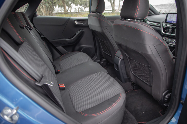 Wheels Reviews 2021 Ford Puma ST Line Desert Island Blue Australia Interior Rear Seat Legroom Headroom S Rawlings