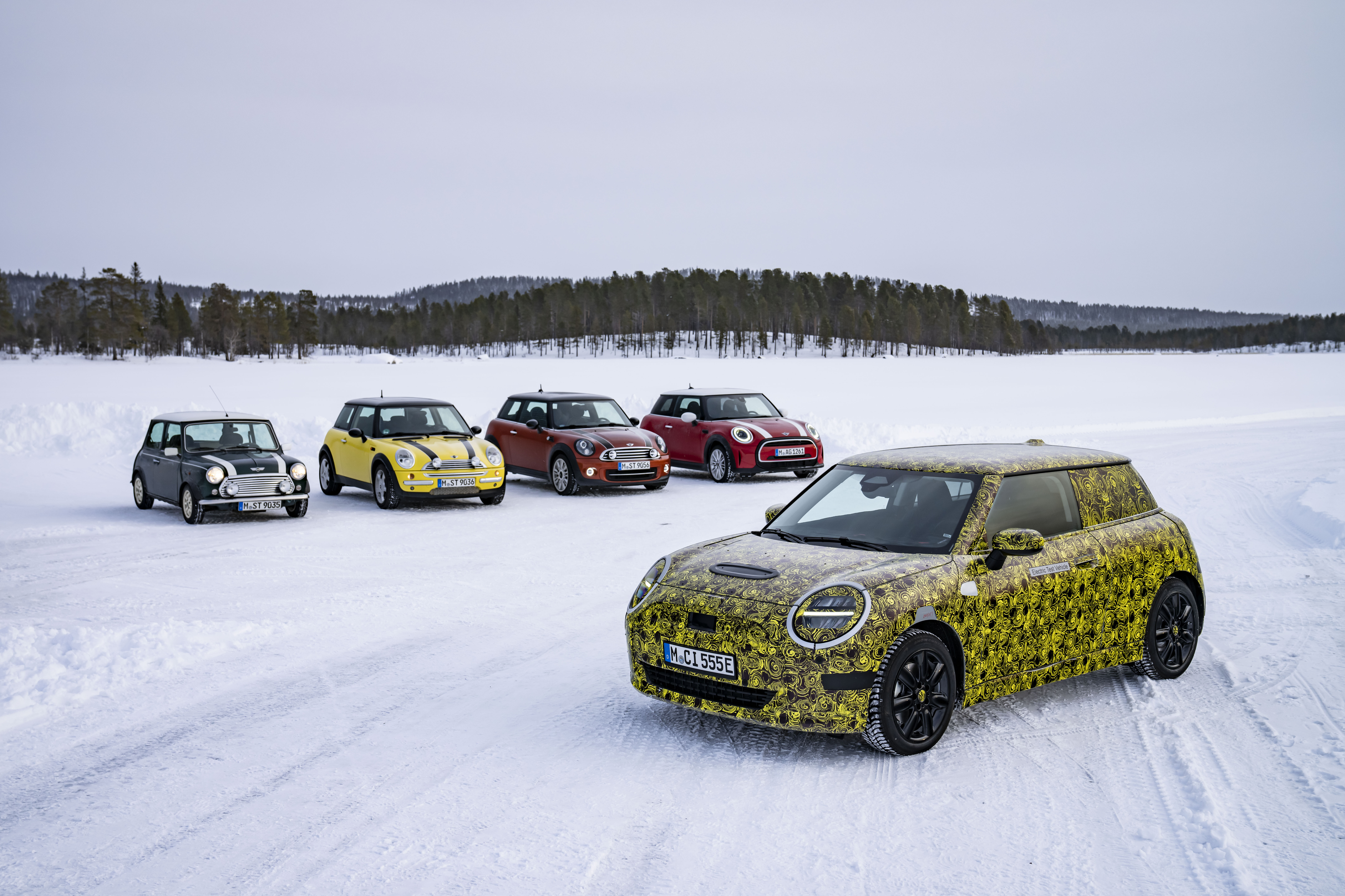 2023 Mini Cooper tests Ice Camouflage with older 2 generations