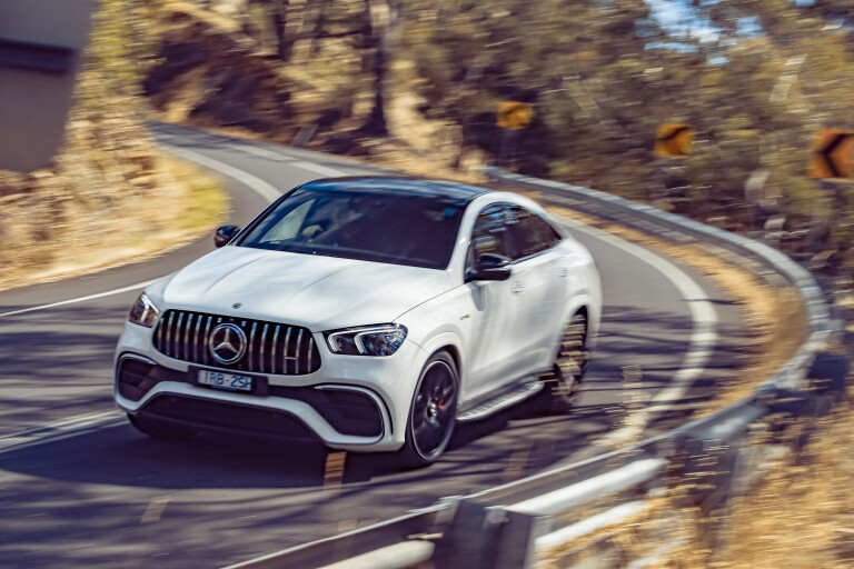 Wheels Reviews 2021 Mercedes AMG GLE 63 S Coupe White Dynamic Front Top Handling Road
