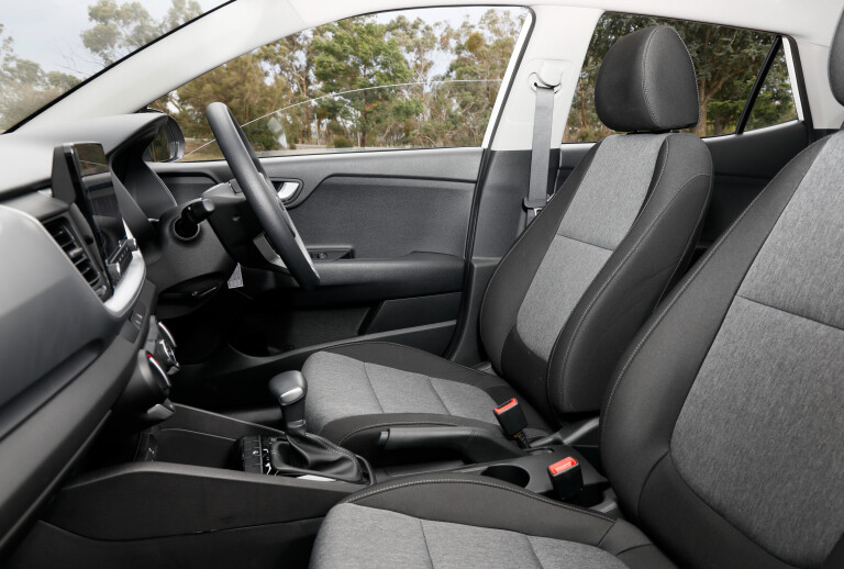 Wheels Reviews 2021 Kia Stonic S White Interior Front Seat