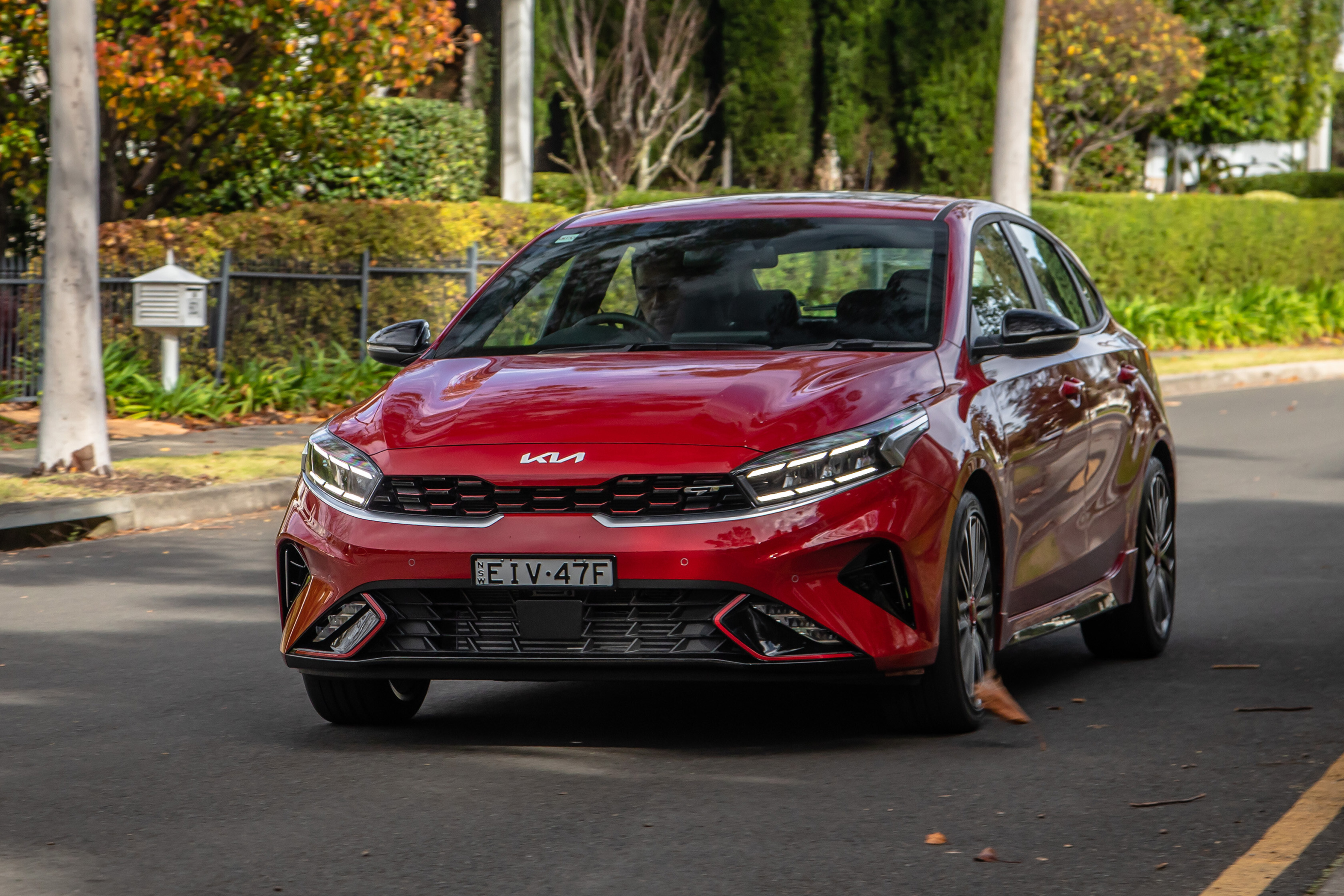 What Car Car Reviews 2022 Kia Cerato GT Red Hatch Road Drive