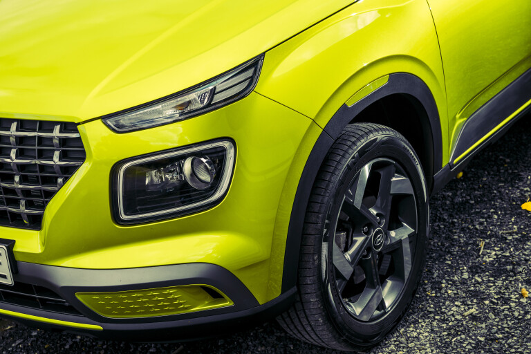 Wheels Reviews 2020 Hyundai Venue Elite Acid Yellow Australia Detail Front Fender A Brook