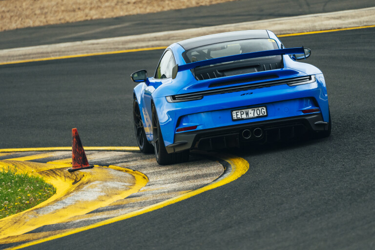 Motor Reviews 2022 Porsche 911 GT 3 Shark Blue Australia Dynamic Cornering Rear