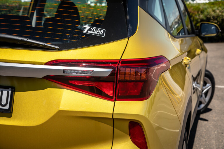 Wheels Reviews 2022 Kia Seltos S Starbright Yellow Detail Taillight Australia S Rawlings