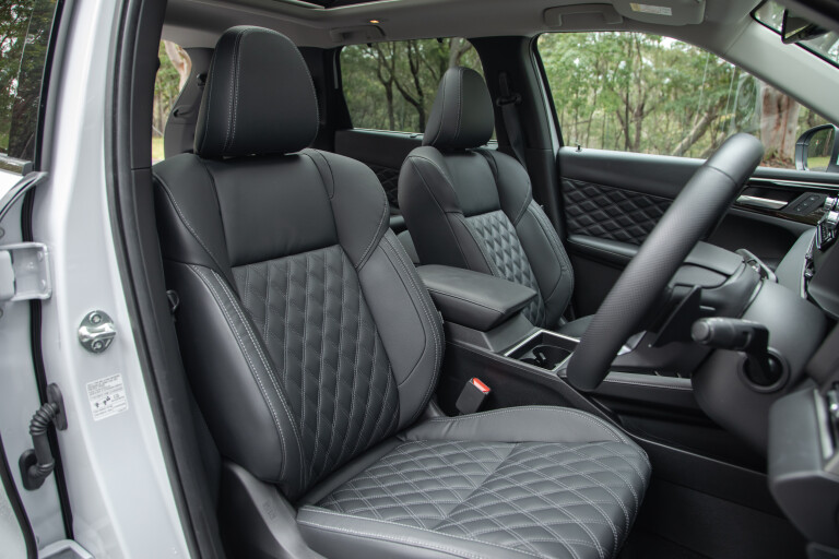 Wheels Reviews 2022 Mitsubishi Outlander Exceed White Australia Interior Front Seat S Rawlings