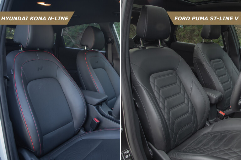 Wheels Reviews 2021 Hyundai Kona N Line Vs Ford Puma ST Line V Comparison Interior Seats