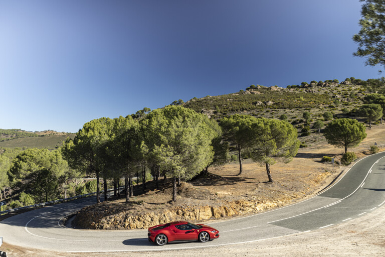 Wheels Reviews 2022 Ferrari 296 GTB Rosso Imola EU Spec Dynamic Road Side 2