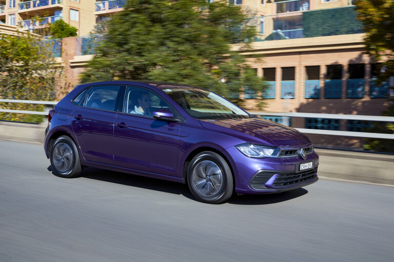 Wheels Reviews 2022 Volkswagen Polo Life Vibrant Violet Australia Dynamic Front 02