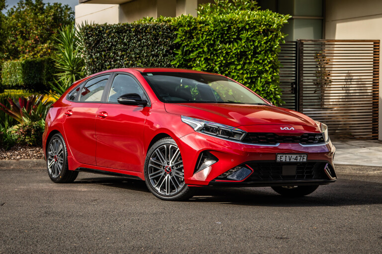 Which Car Car Reviews 2022 Kia Cerato GT Red Hatch Front