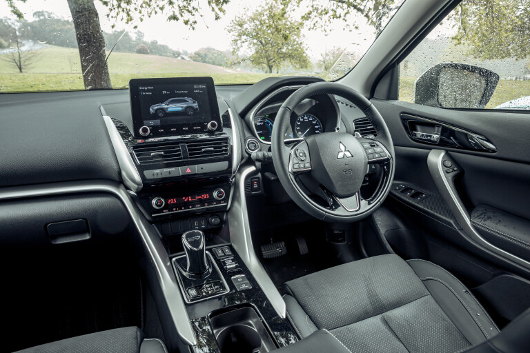 Wheels Reviews 2021 Mitsubishi Eclipse Cross PHEV Aspire White Interior Cockpit
