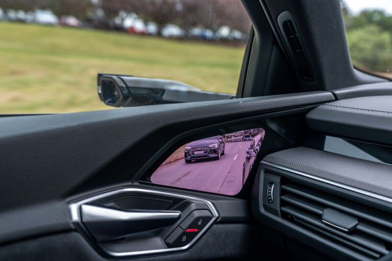 Wheels Reviews 2022 Audi E Tron S Australia Interior Mirror Camera Display
