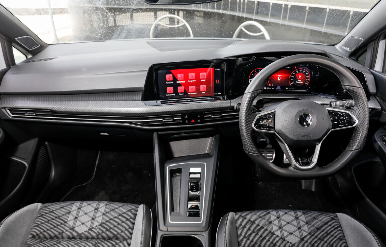 Wheels Reviews 2021 Volkswagen Golf R Line Moonstone Grey Premium Interior Dashboard Layout Australia Spec C Brunelli