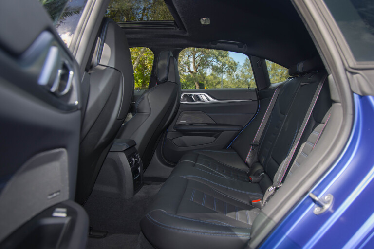 Wheels Reviews 2022 BMW I 4 M 50 Australia Interior Rear Seat Legroom Headroom G Sullivan