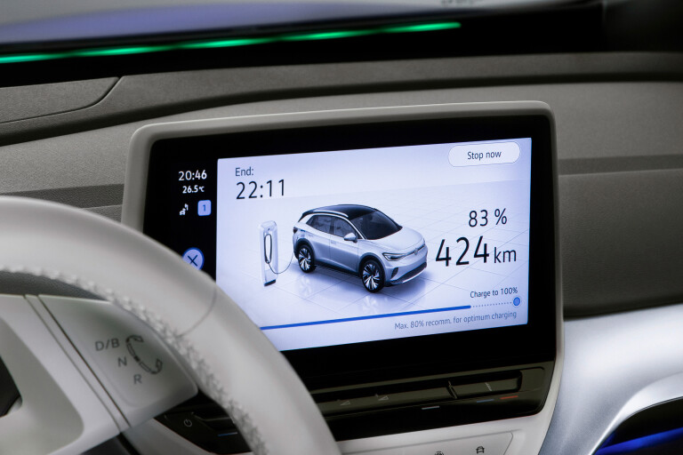 Wheels Reviews 2022 Volkswagen ID 4 Infotainment Screen Charging Status