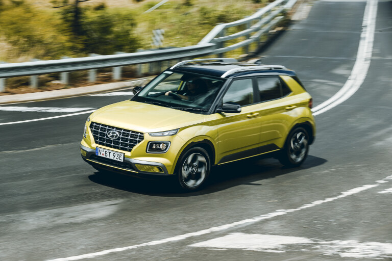 Wheels Reviews 2020 Hyundai Venue Elite Acid Yellow Australia Dynamic Cornering Front Top 3 A Brook
