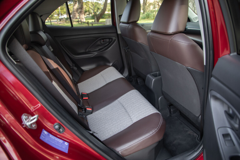 Wheels Review 2022 Toyota Yaris Cross Hybrid Urban Australia Interior Rear Seat Legroom Headroom S Rawlings
