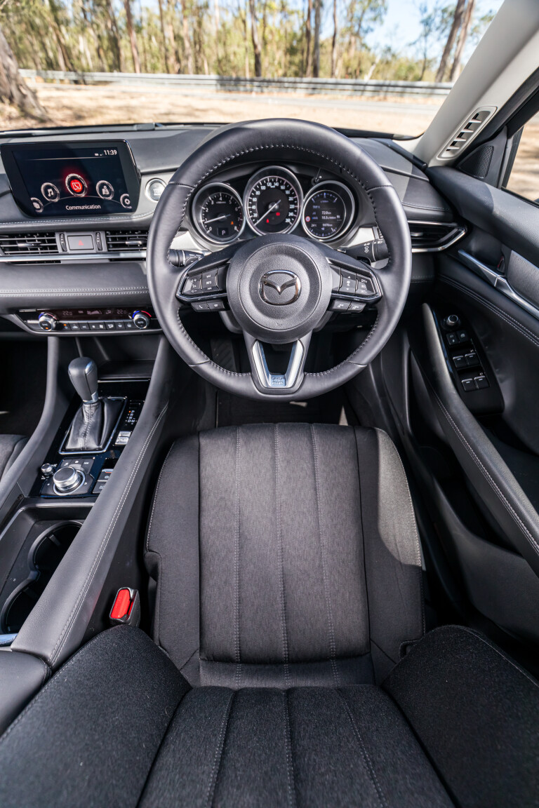 Wheels Reviews 2021 Mazda 6 Sports Sedan Deep Crystal Blue Mica Interior Steering Wheel Australia M Williams