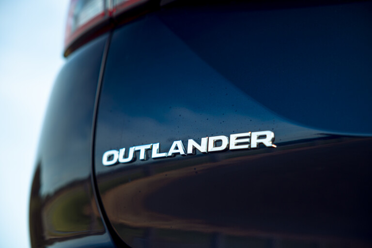 Wheels Reviews 2022 Mitsubishi Outlander Exceed AWD Cosmic Blue Australia Long Termer Detail Tailgate Badge 02 A Brook
