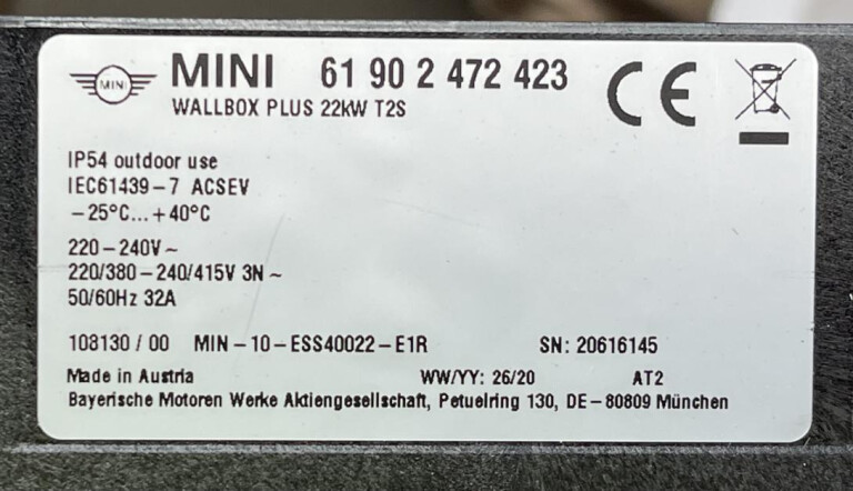 Mini Wallbox EV Charger Label