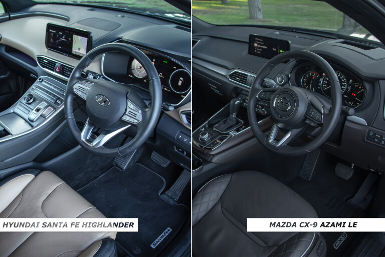 Which Car Car Reviews 2021 Hyundai Santa Fe Highlander Diesel Vs Mazda CX 9 Azami AWD Interior Comparison