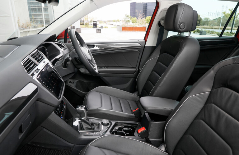 Wheels Reviews 2022 Volkswagen Tiguan 147 TDI Elegance King Red Metallic Interior Driver Cockpit Australia C Brunelli