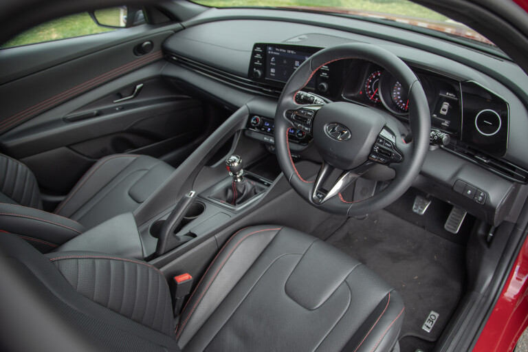 Wheels Reviews 2021 Hyundai I 30 Sedan N Line Fiery Red Interior Driver Cockpit Layout S Rawlings