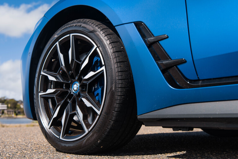 Wheels Reviews 2022 BMW I 4 M 50 Individual Frozen Portimao Blue Metallic Australia Detail Wheel 02 G Sullivan