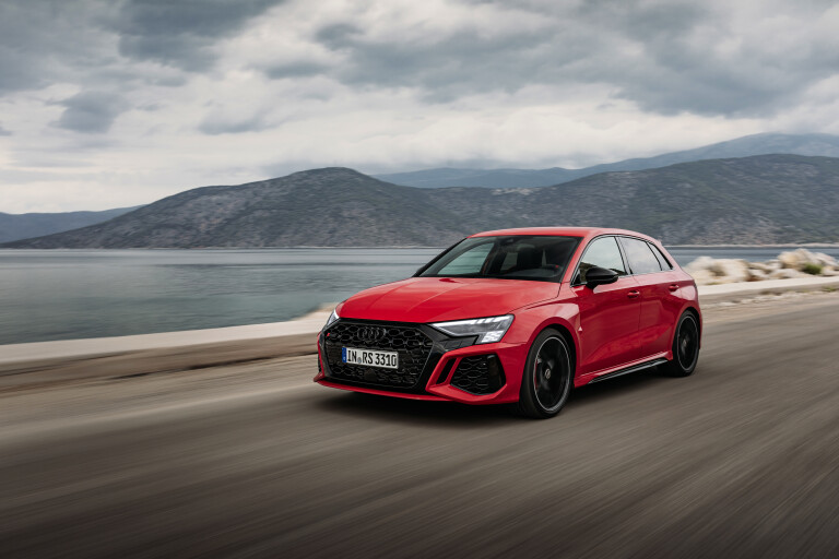 Wheels Reviews 2022 Audi RS 3 Sportback Tango Red Dynamic Front Euro Spec