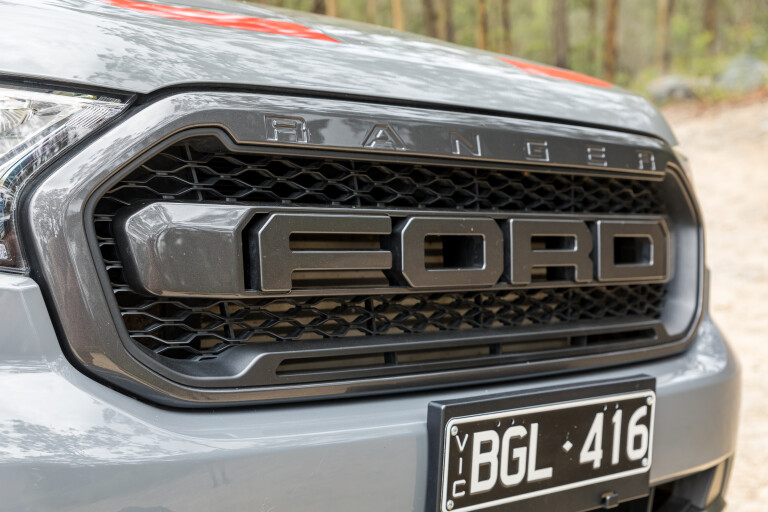 Wheels Reviews 2021 Ford Ranger FX 4 MAX Conquer Grey Australia Detail Front Grille M Williams