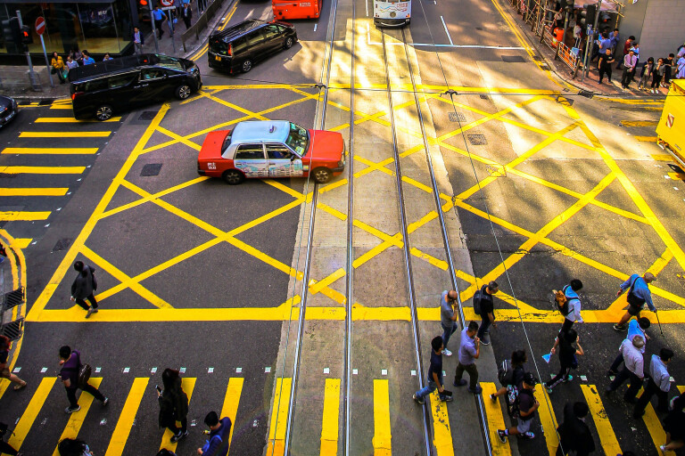A busy intersection in Hong Kong