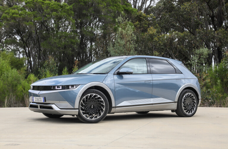Wheels Reviews 2022 Hyundai Ioniq 5 AWD Lucid Blue Australia Static Front C Brunelli