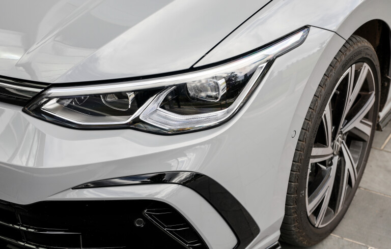 Wheels Reviews 2021 Volkswagen Golf R Line Moonstone Grey Premium Detail Headlight Australia Spec C Brunelli
