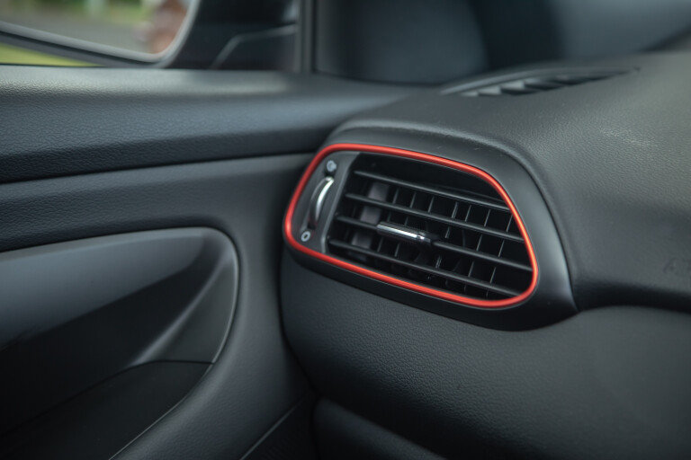 Wheels Reviews 2021 Hyundai I 30 N Line Firey Red Interior Passenger Air Conditioning Vent