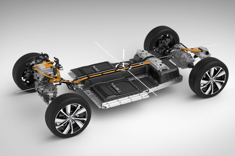 Wheels Reviews 2022 Volvo XC 40 Recharge Pure Electric CMA Electric Battery Drivetrain Layout