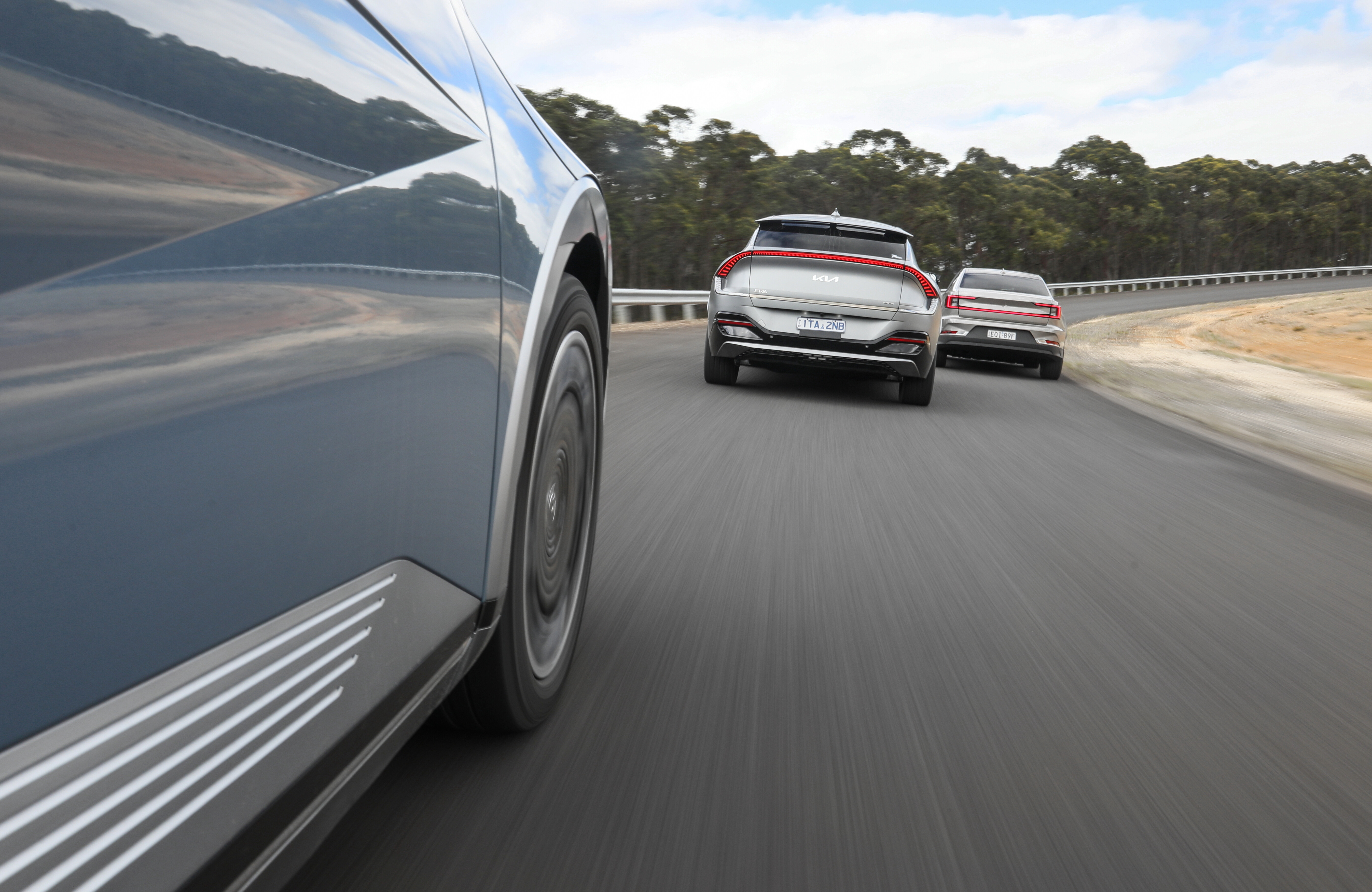 Wheels Reviews 2022 Hyundai Ioniq 5 Vs Kia EV 6 Vs Polestar 2 Australia Dynamic Rear 1 C Brunelli