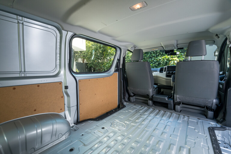 Wheels Reviews 2021 Toyota Hi Ace LWB Turbo Diesel White Interior Load Space Cargo Door Panel