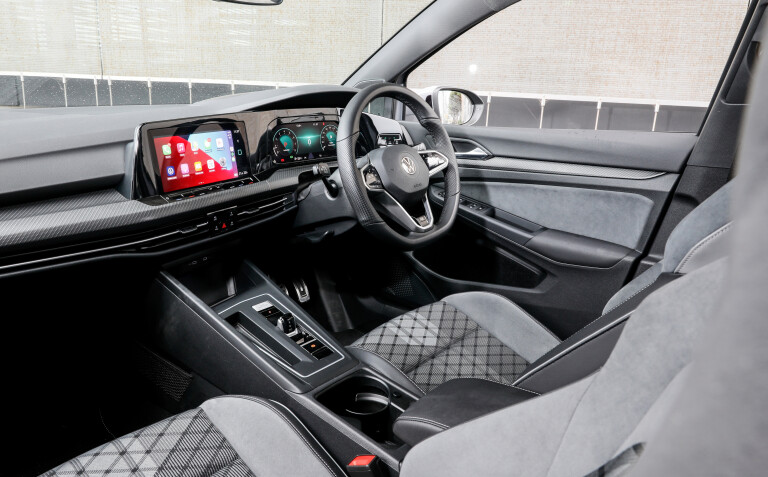 Wheels Reviews 2021 Volkswagen Golf R Line Moonstone Grey Premium Interior Cabin Australia Spec C Brunelli