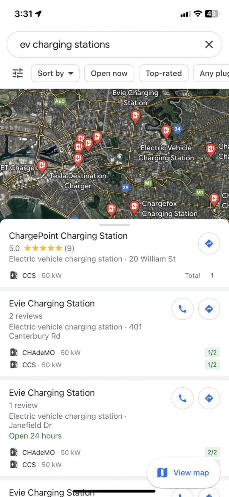Google Maps update helps find EV fast chargers