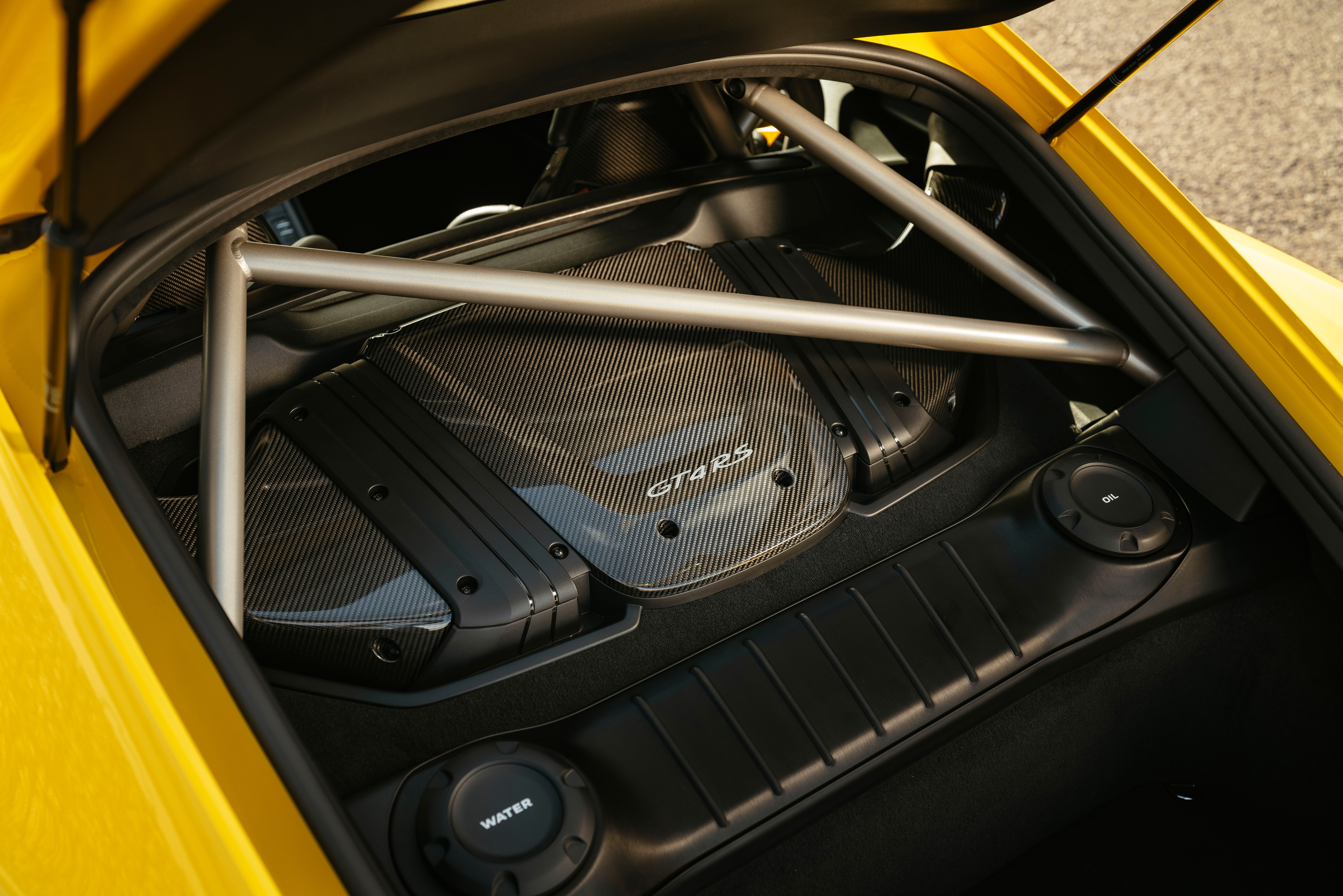 Motor Reviews 2022 Porsche 718 Cayman GT 4 RS Weissach Package Racing Yellow EU Spec Engine Bay