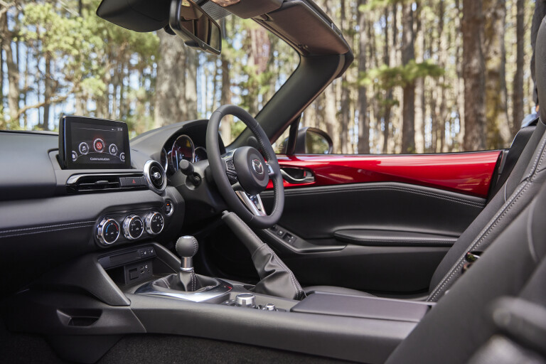 Wheels Reviews 2022 Mazda MX 5 GT RS Soul Red Crystal Metallic Australia Interior Cabin