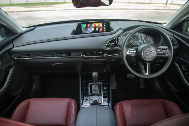 Wheels Reviews 2022 Mazda CX 30 G 25 Touring Machine Grey Metallic Australia Interior Dashboard Layout S Rawlings
