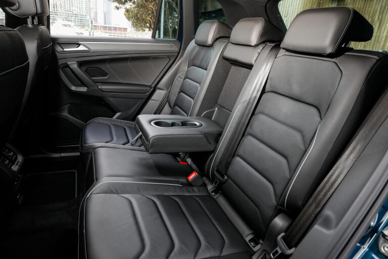 Wheels Reviews 2021 Volkswagen Tiguan 162 TSI R Line Australia Interior Rear Seat Armrest C Brunelli