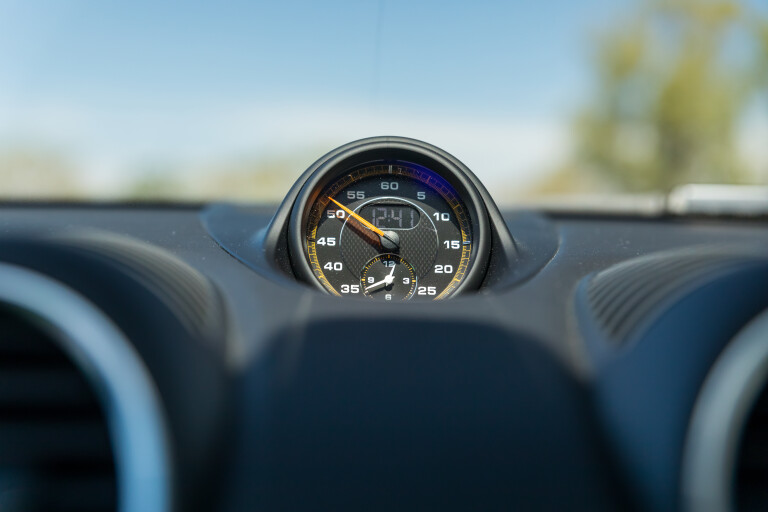 Wheels Reviews 2021 Porsche 718 Cayman GT 4 Python Green Interior Dashboard Chrono Dial Australia M Williams
