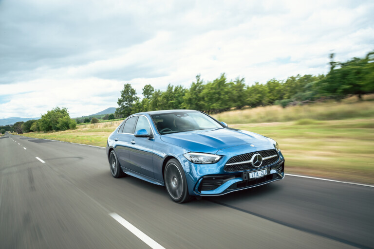 Wheels Reviews 2022 Mercedes Benz C 300 Spectral Blue Metallic Australia Dynamic Front 09